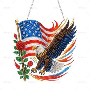 Aeepics Hanging Diamond Art Kit for Adult, DIY Diamonds Painting Pendant Ornament Kit, Acrylic Diamond Art Painting Board Kit (Eagle)