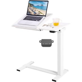 Fromann Electric Height Adjustable Standing Laptop Desk Movable Sit to Stand Desk,Overbed Bedside Laptop Table with Tilting Board and Wheels for Home Office (Black)