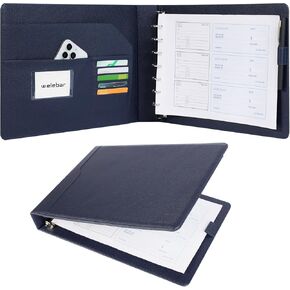 7-Ring Business Check Binder for 9 x 13 Sheets, 600 Checks Capacity PU Leather Portfolio with Storage Organizer & Zippered Pouch