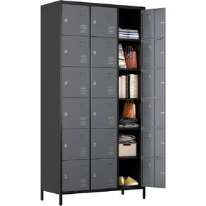 Metal Locker, 72" Employee Lockers, Storage Lockers with 15 Door, School Locker for Homes,Gym,Garages and Offices, Assembly Required (Black)
