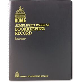 Dome 600 Bookkeeping Record, Brown Vinyl Cover, 128 Pages, 8 1/2 x 11 Pages