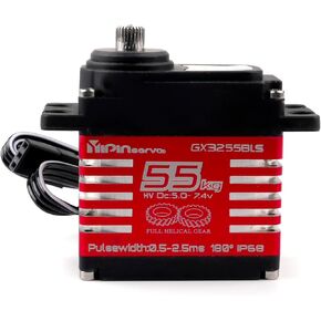 55KG Waterproof IP68 Servo Brushless Digital Servo, High Torque7.4V Motor Helical Gear 180/270/360 Degree Servo for 1/8 1/10 TRX6 Scx10 RC Crawler Upgrades