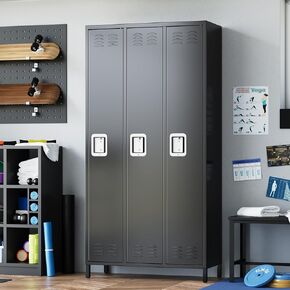 Metal Lockers for Employees 9 Doors, Storage Locker for Office, Industrial Double Tier Metal Locker, Metal Storage Locker Cabinet for Employees, Black