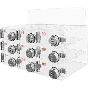 20-Slot Acrylic Phone Locker Box, Wall-Mounted Clear Cell Phone Storage Cabinet with Combination Lock - Ideal for Schools, Offices, Gyms, and Public Spaces