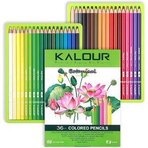 KALOUR PDAS 36-piece Green Botanical Colored Pencil Set, Pre-sharpened Wooden Colored Pencils for Adults Artists Beginners Coloring Books Drawing & Sketching