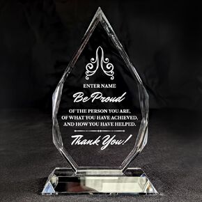 Personalized Engraved Thank You Award - Laser Engraved Design - Thank You - Add Your Own Text - Includes Gift Box - Thank You Award (Oval Facet Crystal)