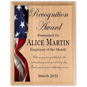 Recognition Plaque for Military, Government, Law Enforcement Achievement or Retirement 8.5in x 11in Solid Wood (Achievement Award)