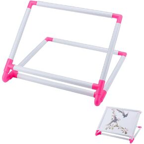 FINGERINSPIRE Universal Embroidery Clip Frame Deep Pink and White Plastic Scroll Embroidery Frames Embroidery Hoops Needlepoint Stretcher Frame Household Handheld Cross Stitch Sewing Tool