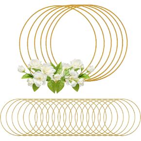 24 PCS Metal Floral Hoop Rings Gold Rings Metal Hoops Bulk for Crafts Circle for DIY Wedding Birthday Girthers ، Dream Cathers ، Devin Wedder Wedder (10 inc)