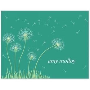 Dandelion Custom Note Cards - Set of 12 4-1/4" x 5-1/2" blank inside cards come with white envelopes