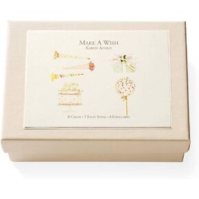 Karen Adams Box of 8 Assorted Notecards with Matching Envelopes - Flourish, Natural White