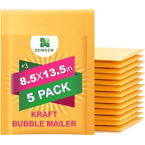 Kraft Bubble Mailers [5 Pack] Mailing Packing Envelopes #3 (8.5" x 13.5")