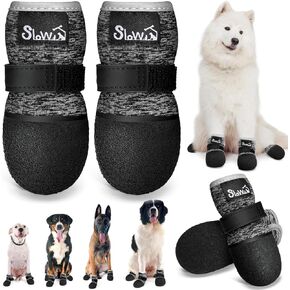 Lukovee Dog Shoes – Breathable Dog Sock Shoes for Hardwood Floor Snow Hot Pavement, Waterproof Non-Slip Soles Booties with Reflective Strip for Small Medium Large Dogs (Size 5, Fuchsia)