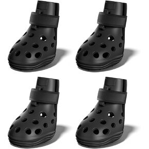 Dog Shoes for Hot Pavement, Breathable Dog Boots Paw Protectors with Adjustable Straps & Non-Slip Sole, Easy On & Off, Waterproof, Easy-Clean Outdoor Dog Booties for Beach Snow (Black, L)