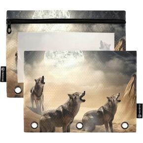 Kigai Pencil Pouch 3 Ring,Sport Baseball Print Zipper Pencil Pouches Case Binder Cosmetic Bag 2 Pack