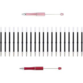 2.44'' Mini Ballpoint Ink Pen Refills for Beaded Pens, DIY Beadable Pen Refills, 1mm Medium Tip (20 Pcs Black Ink)