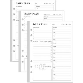 (3-Pack) Undated Daily Planner Refill - A5 To Do List Insert, 300 Sheets/600 Pages Planner and Lined Refill, 6-Hole Punched, 100 gsm White Paper, 5.8'' x 8.3''