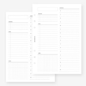 A5 Daily Undated Half Hourly Planner Insert for Filofax A5, LV GM agenda refill 6 hole 5.8 x 8.3
