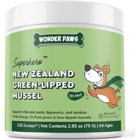 Premium Green Lipped Mussels for Dogs – Pure New Zealand Green Lipped Mussel Powder with Blue Lipped Mussels for Dogs – for Hip and Joint Flexibility, Mobility, Strength, Tendons and Muscles – 2.60oz