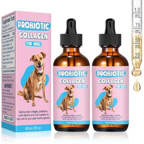 Liquid Collagen for Dogs Added Natural Pet Probiotics,4oz（120ml） Enhance Joint Supportand Mobility,Collagen for Dogs Relieve Pet Skin Allergies,Itching,Suitable for Cats and Dogs