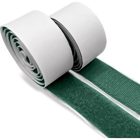1 Inch Green Hook and Loop Tape 1 Yard Self Adhesive Sticky Strong Back Fastener Nylon Excellent Grip Strips Heavy Duty Fastener Roll for Fixing and Hanging Home Office School Car and Crafting