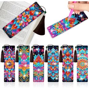 6 Pcs Diamond Art Bookmark Kits for Adults,Paint with 5d Small Diamonds Dotz Craft Making,DIY Diamond Painting Dookmarks for Book Lovers(Mandala)