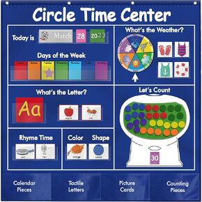 Circle Time Center Classroom Classroom Pocket ، مخطط تعليمي لتدريس المواد التعليمية تعليمية تقويم الطقس الحرف