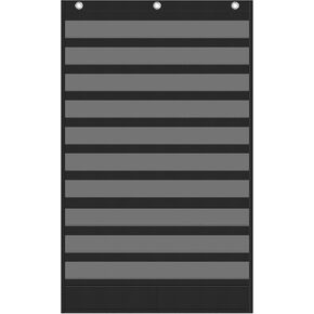 5+1 Pockets Standard Pocket Chart, Clear 5 Pockets Word Chart with 1 Extra Storage Pocket for Classroom Home Office Use, Kids Chore Chart, Word Wall and Sentence Strips, Black (25.2" x 17.1")