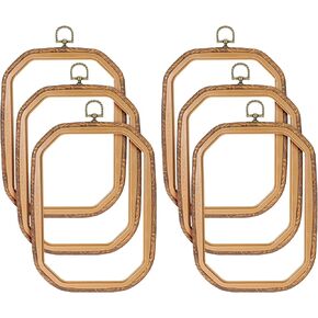 Cross Stitch Hoops Set, 6 Pcs 10 x 7 inch Embroidery Hoop Frame Set, Resin Decorative Embroidery Hoop, Imitated Wood Decorative for DIY Art Sewing and Hanging Ornaments