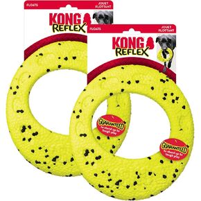 KONG Reflex Flyer – Ultra-Durable, Flexible Dog Frisbee for Tough Fetching, Self-Healing, Bite-Resistant, Floats for Water Play, Long-Lasting Interactive Fun (2 Pack)