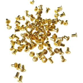 100Pcs 1.5mm Round Copper Mini Eyelets Tiny Grommets Hole Self Backing Eyelet Craft Supply for BJD Clothes Shoes DIY Making (Gold)