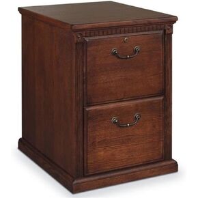 BOWERY HILL 2 Drawers 29" Vertical Oak Wood Filing Cabinet Lockable Pre-Assembled Stationary for Home, Office