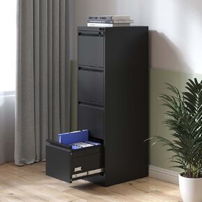 2 Drawer File Cabinet with Lock, Metal Filing Cabinets for Home Office, Under Desk Small Storage Cabinet, Steel Vertical File Cabinets for Letter/Legal/A4/F4 Size File,Assembly Require-Black