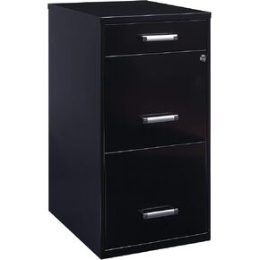 18in. Deep 3 Metal Organizer Pencil Drawer SOHO Vertical File Cabinet, Black