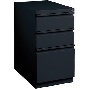STAPLES 3-Drawer Vertical File Cabinet, Letter Size Documents, Lockable & Mobile, 23" D x 15" W x 27.75" H, Black