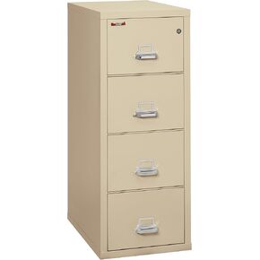 FireKing Fireproof Vertical File Cabinet (4 Letter Sized Drawers, Impact Resistant, Waterproof), 52 .75" H x 17.75" W x 31.56" D, Parchment