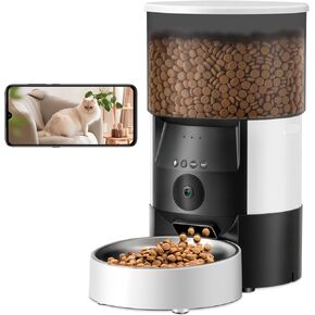 Automatic Cat Feeder, 2.4Ghz WiFi Timed Dog Food Dispenser with APP Control, 3L Auto Dry Food Feeders for Pets, Programmable Portion Control, 10 Meals/Day, 10s Voice Recorder (WiFi)