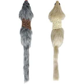 2Pcs Cat Mice Toys,Faux Fur Cat Large Size Mice Toys with Plastic Body, Interactive Catch Play Mouse Toy for Indoor Cats and Kittens.