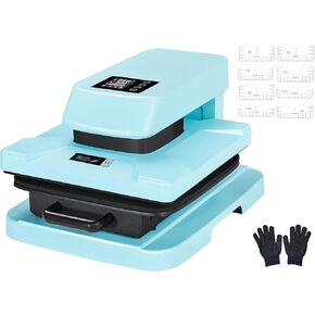 Albott 15x15 Inch Heat Press Machine with Auto Release, Smart T-Shirt Printing for HTV, Sublimation & Heat Transfer, Includes 8pc T-Shirt Rulers, White