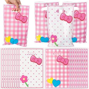 50pcs لطيف الكرتون الوردي الأزرق في هاواي الحزب لصالح حقيبة الحلوى أكياس طباعة أنماط زهرة مع مقابض هدايا الوجبات الخفيفة البلاستيك كيس للبنينا يا رضيع عيد ميلاد استحمام الطفل الحدث لصالح اللوازم in Kuwait