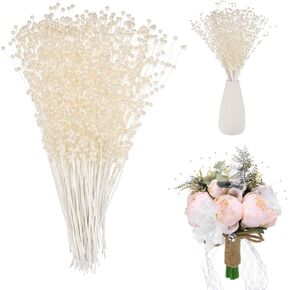 100-Pack String Pearl Stick 9 Inch 4mm Pearls String Beaded Stick Pearl Bouquet Plastic Bead String Garland for DIY Crafts/Bouquet/Christmas/Wedding/Party [Black]