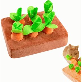 Interactive Rabbit Enrichment Toys, Hide and Seek Squeaky with Plush Carrot for Boredom & Stimulating, Bunny Puzzle for Puppies, Guinea Pigs Kitten, Kitty, Chinchilla (Small)