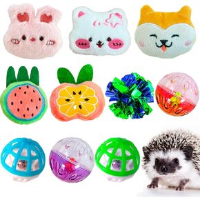 10 Pcs Hedgehog Pet Toys Small Animal Accessories for Hedgehogs Enrichment Toys Cage Ball Bell Toy Hedgehog Supplies Exercies Interactive Plush Toy
