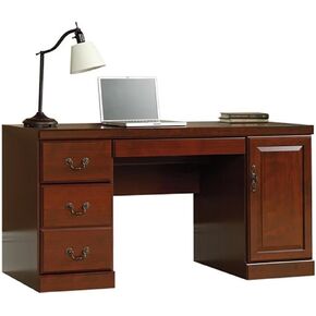 Pemberly Row Traditional Wood Computer Credenza in Classic Cherry