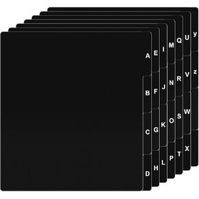 Marspark 26 PCS Vinyl Album Dividers A-Z Record Divider DVD CD FILE ALPHABET RECORD ALPHINGER مع حامل تخزين Alphabetical Tab لـ Vinyl LP Collection Library Bin Black (العمودي)