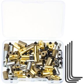 MECCANIXITY 60 Pcs Metal Locking Pin Backs, Locking Pin Keepers Clasp 5mm(H) with 4 Wrench Replacement in Storage Case for Badge, Brooch, Silver Tone