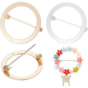 UNICRAFTALE 4Pcs 2 Colors Metal Brooch Pin Backs Donut Brooch Base Settings Donut with Hole Safety Catch Pins Back Clasps Pin Brooches with Hole for Name Badge Jewelry Making