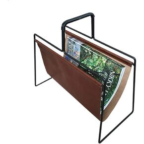 Rack Simple Leather Rack Rack Book Newspaper Blue Cafe Bar Soft Newspaper Rack Shelf Gift (Color : Brown Size : 40.5 18 36CM)