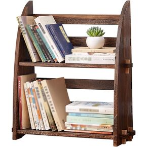 Bookcase Shelf Desktop Retro Bookshelf Study Independent Bookcase Bedroom Office Multifunctional Storage Rack Living Room Display Rack Bookshelf with Storage