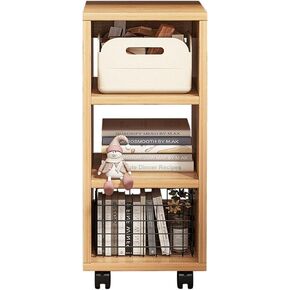 Bookcase Shelf Indoor Three-Tier Storage Rack with Roller Bookshelf Display Rack Suitable for Living Room Study Office Book Storage Rack Bookshelf with Storage(A,48cm)